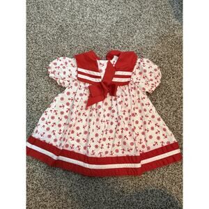 Pretty as A Picture Girls Dress Nautical Sailor Size 2T 90’s Vintage Red & White